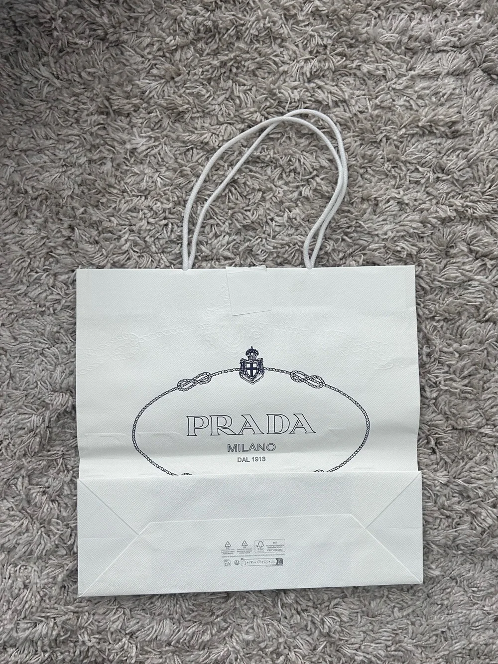 Prada White Shopping Tote with Navy Logo